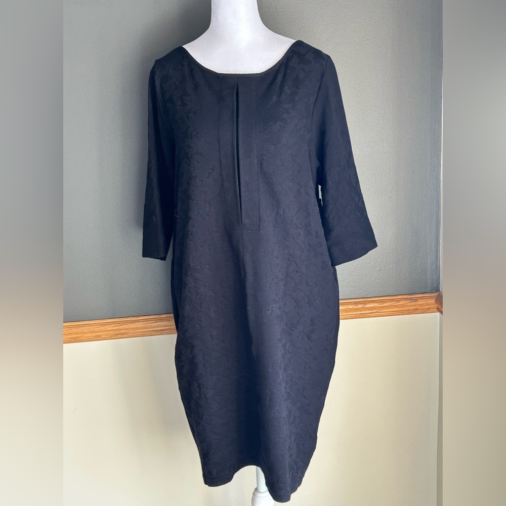 NY 77 Black Stretch Sheath Dress Size 6 Gathered Back